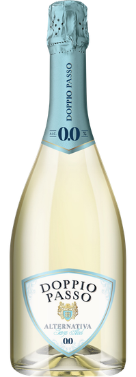 Flasche Italian Sparkling Alternativa Doppio Passo, alkoholfreie Schaumweine.