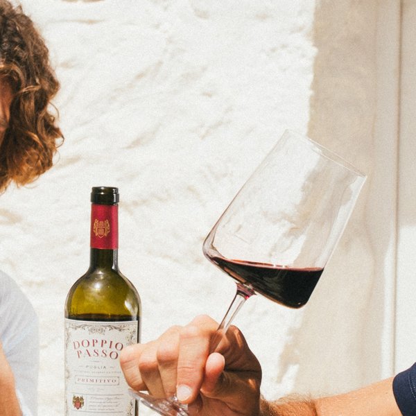 Convivial moments among friends, toasting with Doppio Passo wines.